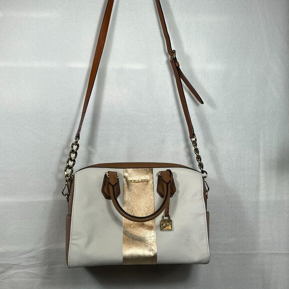 Michael Kors Gold and White leather satchel bag - Picture 4 of 12